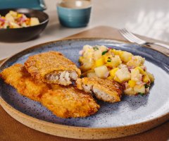 Filé de Tilápia Empanado com Vinagrete fresco e saboroso