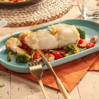 Lombo de Bacalhau Confitado com Legumes